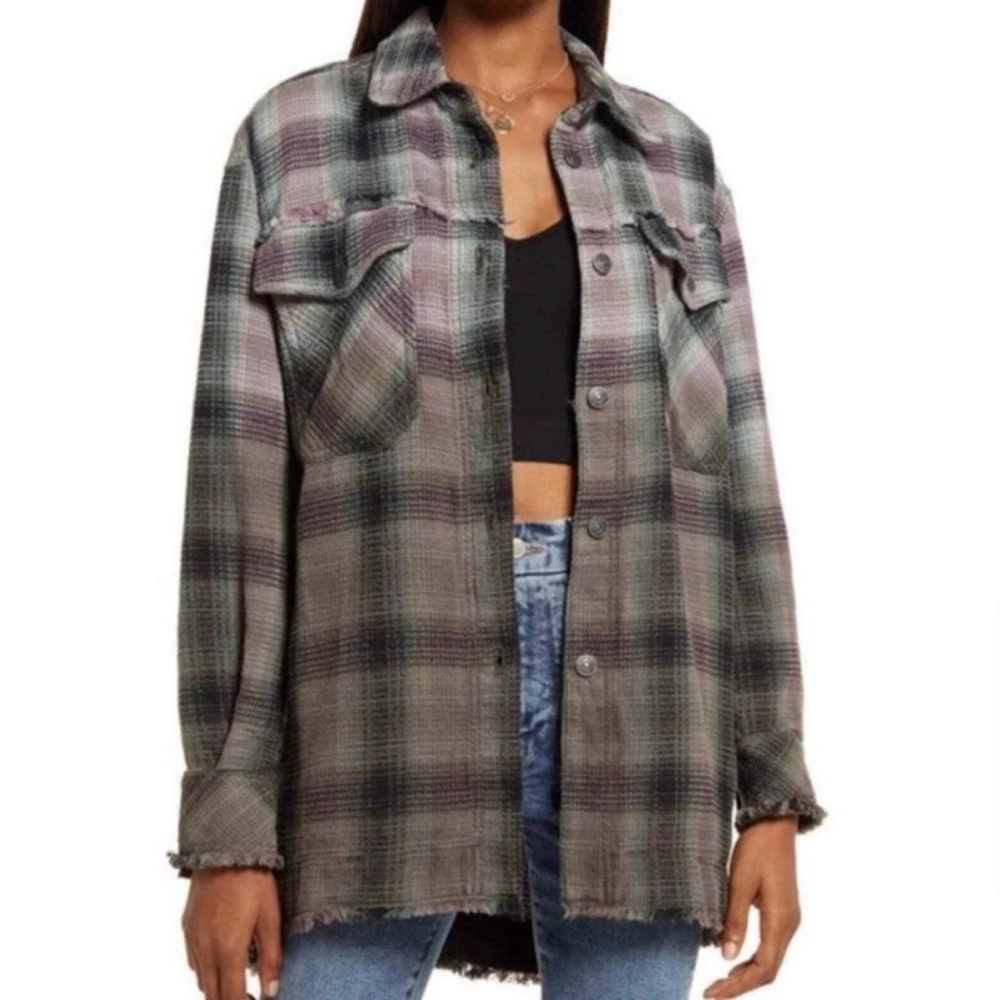 Free People we The Free Anneil Plaid Shirt Jacket Sz XS - Picture 13 of 13